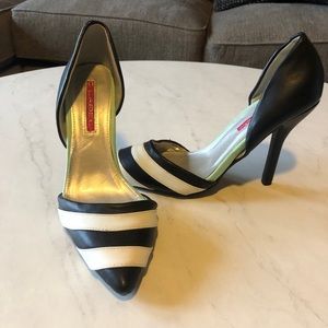 Black and white striped heels